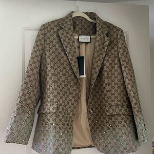 Gucci Beige Sequin Blazer NWT